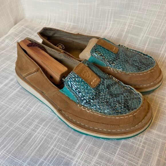 Ariat Shoes - Ariat Womens Size 8 Brown Turquoise Snake Cruiser Slip On Comfort Shoes 10035832